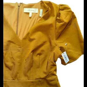 Lark & Ro women’s Florence gathered detail half sleeve vneck dress nwt